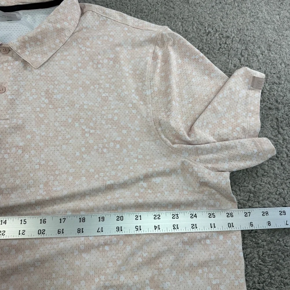 VRST Mens XXL Performance‎ Polo Shirt Short Sleeve Geometric Peach Pink Golf